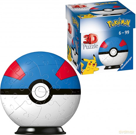 RAVENSBURGER 3D 54 el. Kula Pokemon niebieska [PUZZLE]
