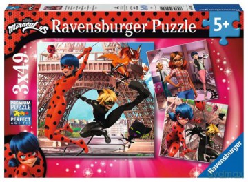 RAVENSBURGER 3x49 el. Miraculum: Biedronka i Czarny Kot [PUZZLE]
