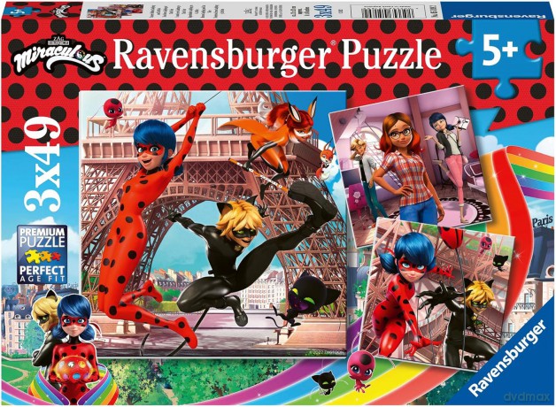 RAVENSBURGER 3x49 el. Miraculum: Biedronka i Czarny Kot [PUZZLE]
