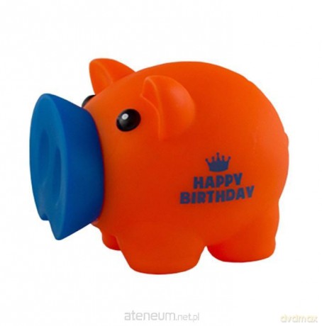 Skarbonka Świnka Happy Birthday pomarańczowa