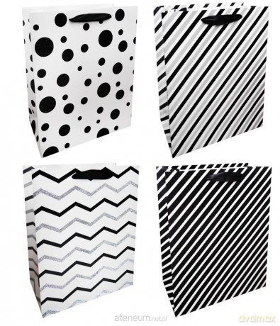 Torba prezentowa 26x32 czarno-biała