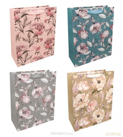 Torba prezentowa 26x32 pastelowe kwiaty