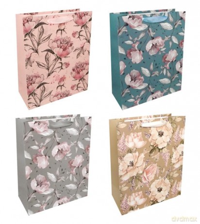 Torba prezentowa 26x32 pastelowe kwiaty