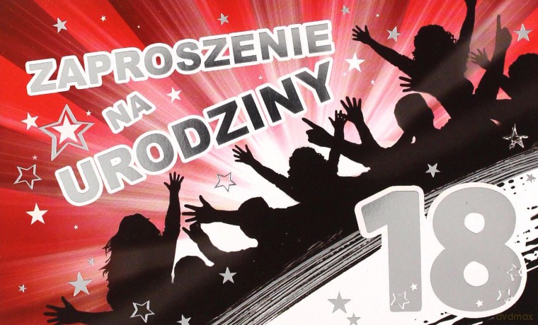 Zaproszenia 18-stka złocone (10 szt)