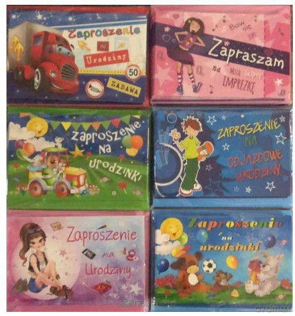 Zaproszenia Urodziny brokat + koperta (10 szt)