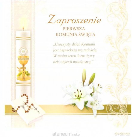 Zaproszenie brokat Komunia (10 szt.)