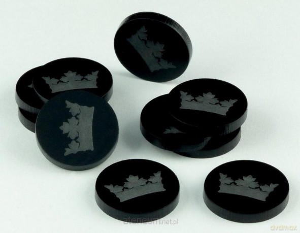 Znaczniki akryl czarne korona orkągłe 22x3mm 10 szt