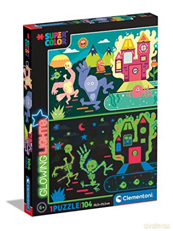 CLEMENTONI Glowing 104 el. Monsters [PUZZLE]
