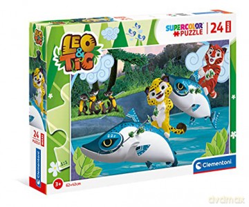 CLEMENTONI 24 el. Maxi Super Kolor Leo I Tig [PUZZLE]