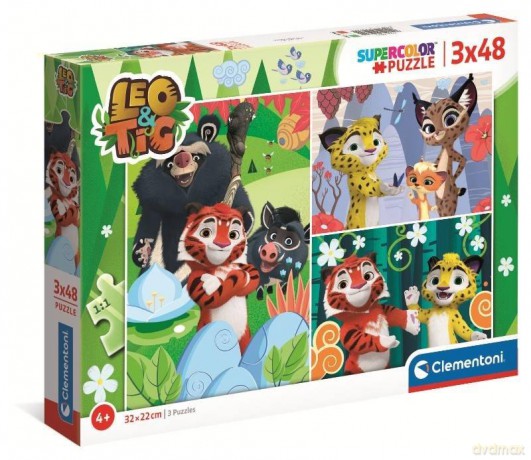 CLEMENTONI 3 X 48 el. Super Kolor Leo I Tig [PUZZLE]