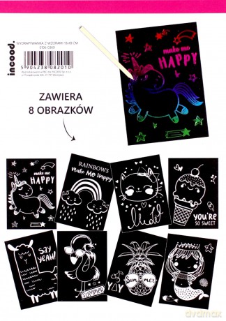 Wydrapywanka tęczowa 13x18cm z wzorami, 8 arkuszy [KSIĄŻKA]