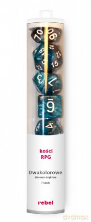 Komplet kości 2-kolorowe Stalowo-błękitne