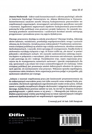 Dysfunkcjonalne Zachowania Pracowników - Joanna Wachowiak [KSIĄŻKA]