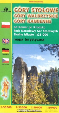 Mapa turystyczna Góry Stołowe, Wałbrzyskie, Kamienne