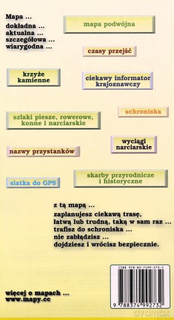 Mapa turystyczna Góry Stołowe, Wałbrzyskie, Kamienne