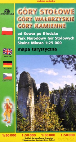 Mapa turystyczna Góry Stołowe, Wałbrzyskie, Kamienne