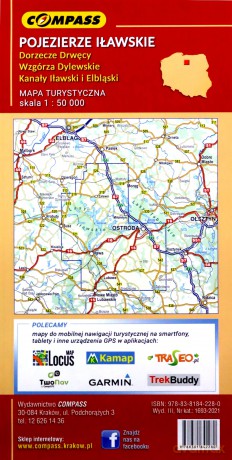 Mapa turystyczna Pojezierze Iławskie, Wzgórza Dylewskie