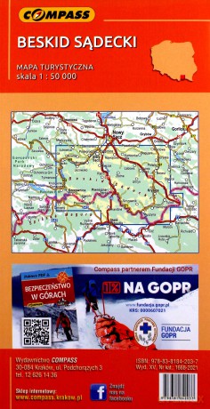 Mapa turystyczna. Beskid Sądecki 1: 50 000