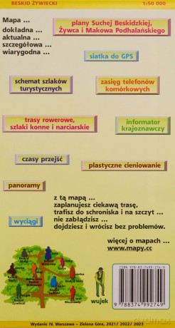 Mapa turystyczna. Beskid Żywiecki