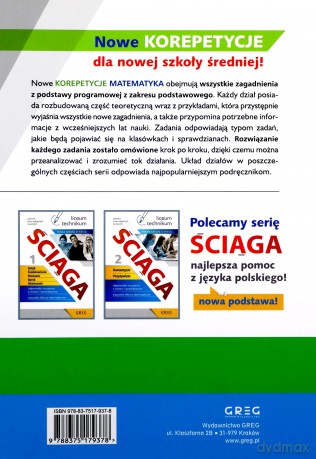 Matematyka - korepetycje, liceum cz.1 - Grażyna Kiełczykowska [KSIĄŻKA]