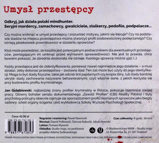 Umysł przestępcy. Tajniki kryminalnego profilowania psychologicznego - Jan Gołębiowski [AUDIOBOOK]