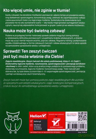 Zajęcia rewalidacyjne Zeszyt ćwiczeń dla szkoły podstawowej, klasy 4 - 6. Część 1 Doskonalimy logiczne myślenie, rozumowanie, spostrzegawczość i percepcję wzrokowo-słuchową - Jolanta Pańczyk [KSIĄŻKA]
