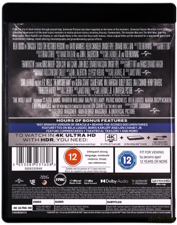 Universal Classic Monsters: Icons of Horror Collection: Dracula / Frankenstein / The Invisible Man / The Wolf Man [4xBlu-Ray 4K]
