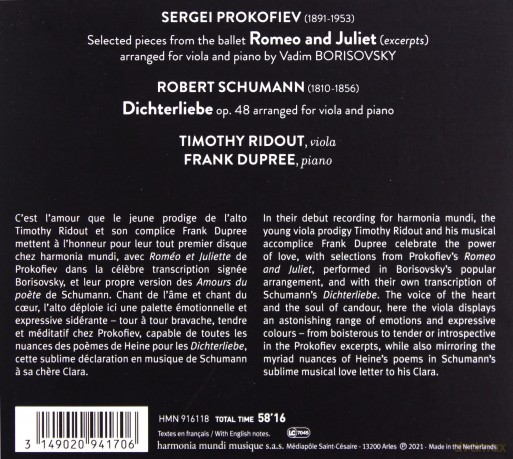 Schumann Prokofiev: A Poet's Love Romeo and Juliet Ridout Dupree (digipack) [CD]