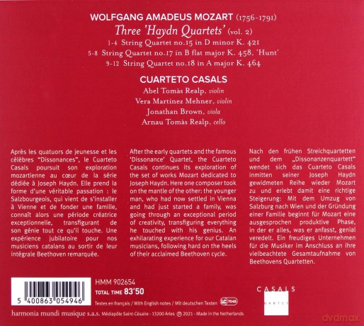 Mozart: String Quartets Dedicated to Haydn Cuarteto Casals [CD]