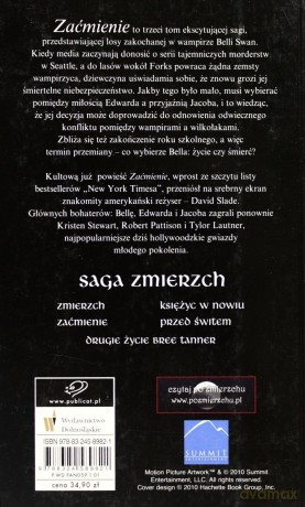 Zaćmienie okładka filmowa - Stephenie Meyer [KSIĄŻKA]