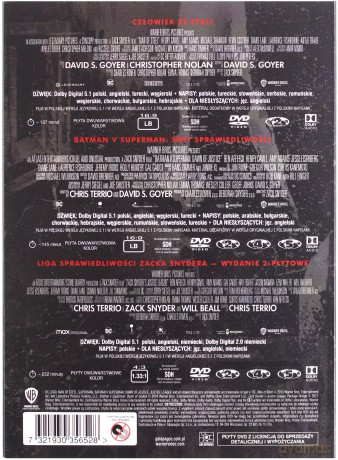 Liga Sprawiedliwości Zacka Snyder'a Trylogia (Liga Sprawiedliwości Zacka Snydera, Batman V Superman: Świt Sprawiedliwości, Człowiek Ze Stali) [BOX] [4DVD]
