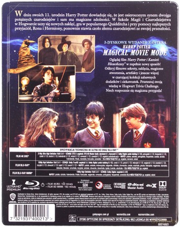 Harry Potter i Kamień Filozoficzny Magical Movie Mode (steelbook) [Blu-Ray 4K]+[2xBlu-Ray]