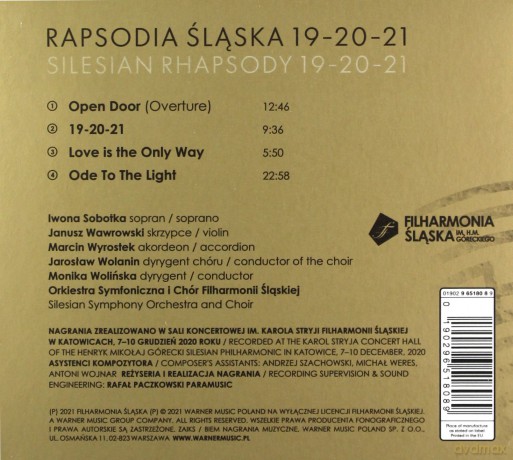 Filharmonia Slaska: Jan A.P. Kaczmarek: Rapsodia Śląska [CD]