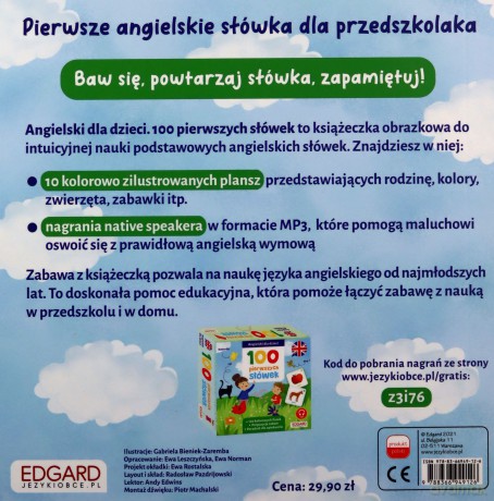 100 pierwszych słówek. Angielski dla dzieci - Gabriela Bieniek-Zaremba [KSIĄŻKA]
