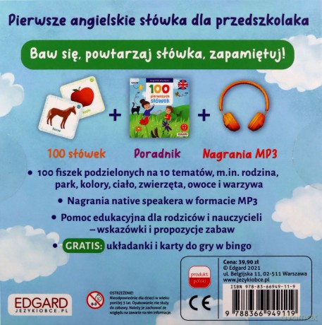 100 pierwszych słówek. Fiszki. Angielski dla dzieci - Gabriela Bieniek-Zaremba [KSIĄŻKA]