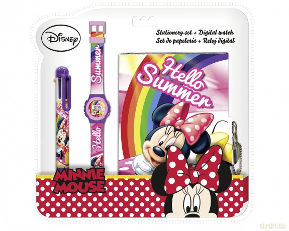 Zestaw piśmienniczy zegark cyfrowy długopis pamiętnikiem Minnie WD20418