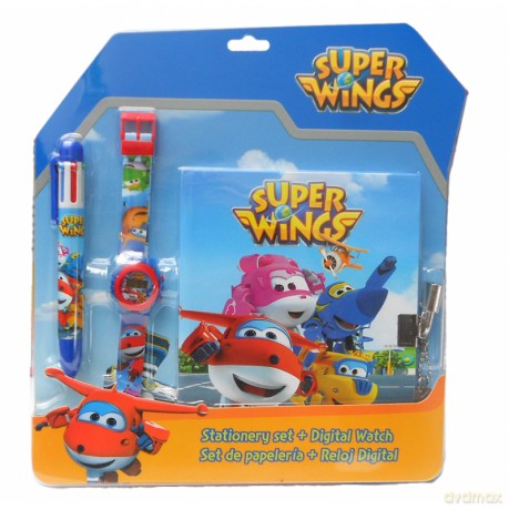 Zestaw zegark cyfrowy długopis pamiętnik Super Wings WI17008