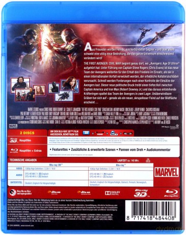 Captain America: Civil War (Kapitan Ameryka: Wojna bohaterów) [Blu-Ray 3D]+[Blu-Ray]