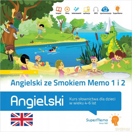 Angielski ze Smokiem Memo Część 1 i Część 2 Kurs słownictwa dla dzieci w wieku 4-6 lat [KSIĄŻKA]