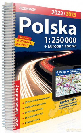 Polska atlas samochodowy 1:250 000 + Europa 1:4 000 000 [KSIĄŻKA]