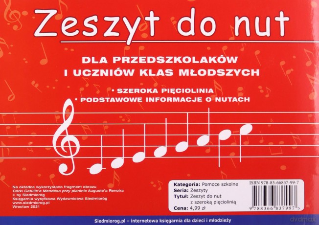 Zeszyt do nut z szeroką pięciolinią - Adam Mieloszyński [KSIĄŻKA]