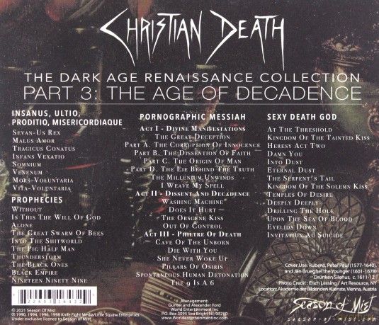 Christian Death: The Dark Age Renaissance Collection Part 3 The Age Of Decadence [4CD]