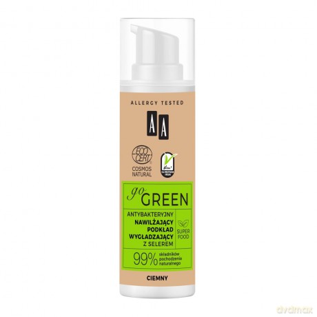 AA Go Green Antybakteryjny Nawilżający Podkład wygładzający z selerem - Ciemny 30 ml