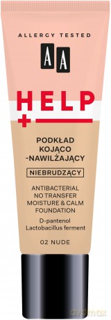 AA HELP Podkład do twarzy kojąco-nawilżający nie brudzący nr 02 Nude 30 ml