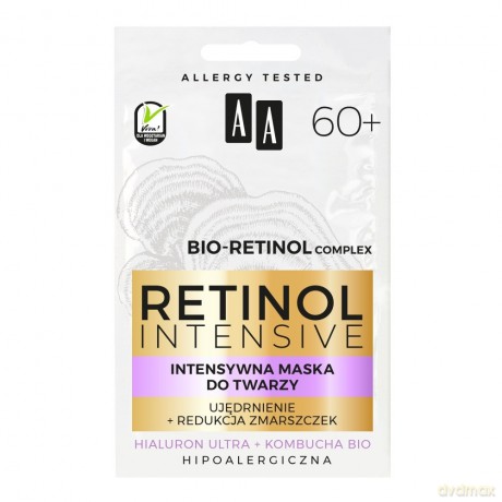AA Retinol Intensive 60+ Intensywna Maska do twarzy - ujędrnienie + redukcja zmarszczek 5 mlx2