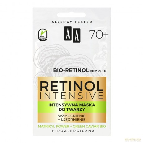 AA Retinol Intensive 70+ Intensywna Maska do twarzy - wzmocnienie + ujędrnienie 5 mlx2
