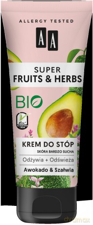 AA Super Fruits & Herbs Krem do stóp odżywczo-odświeżający Awokado & Szałwia 75 ml