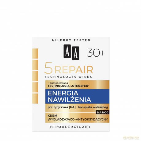 AA Technologia Wieku 5 Repair 30+ Energia Nawilżenia Krem wygładzająco-antyoksydacyjny na noc 50 ml