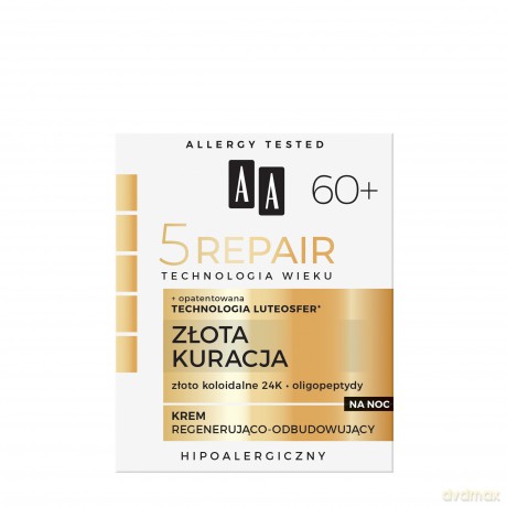 AA Technologia Wieku 5 Repair 60+ Złota Kuracja Krem regenerująco-odbudowujący na noc 50 ml