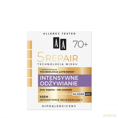 AA Technologia Wieku 5 Repair 70+ Intensywne Odżywianie Krem intensywnie regenerujący na dzień i noc 50 ml